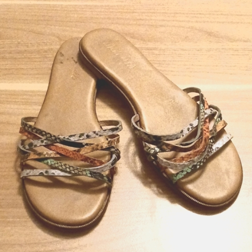 Madewell "The Kathryn" Leather Multi Color Snakeskin Print Flats in Size 8